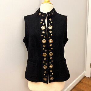 Prosper & Devine Artsy Steampunk Grommet Black Wool Vest Sz L